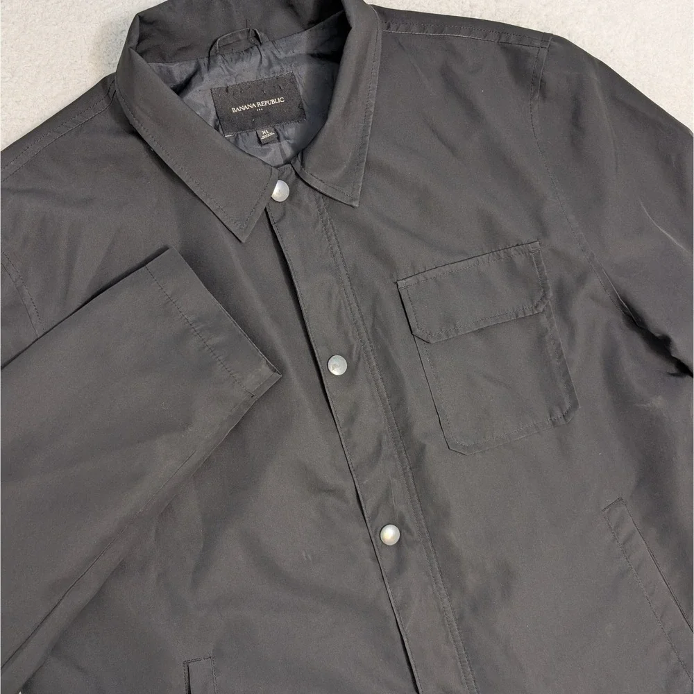 Banana Republic Jacket Shacket Mens XL Snap Zip Up Field Black Coat Pockets